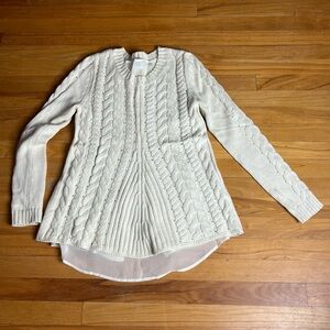 cabi Cable Knit Ivory Sweater Size S